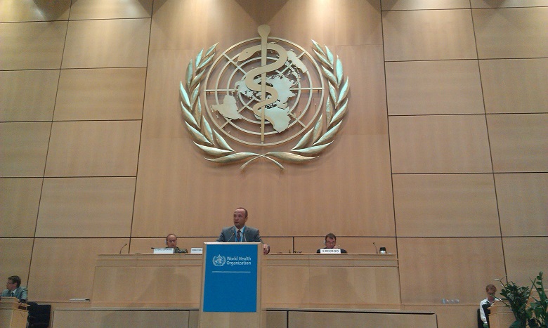 Vystúpenie štátneho  tajomníka MZ SR Maria Miklošiho počas 68. Svetového zdravotníckeho zhromaždenia WHO v Ženeve