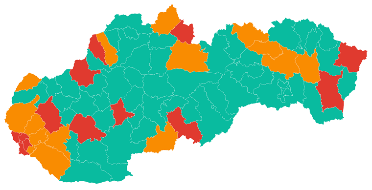 Mapa okresov k 17.9.2020