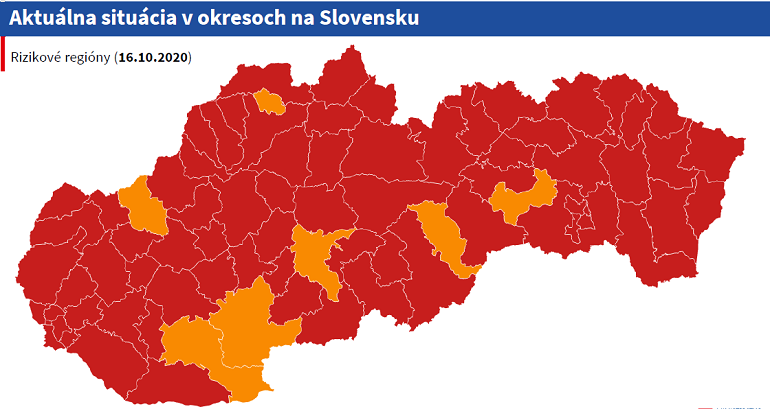 mapa rizikových regiónov k 16.10